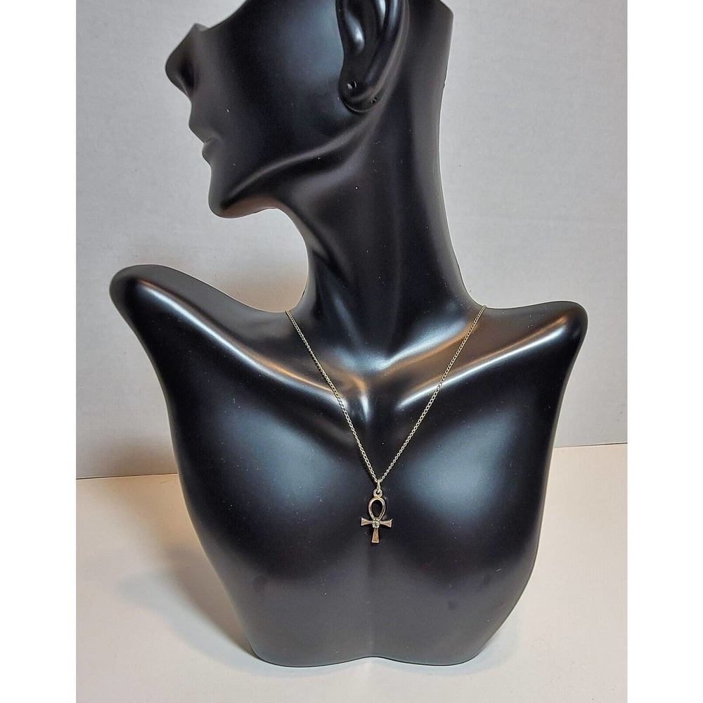Ankh 12K GF Egyptian Cross pendant w 19" double link GF chain signed Marvel - Picture 6 of 8